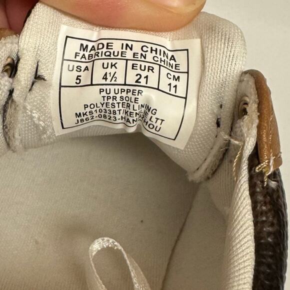 NWOT Michael Kors Toddler Baby Girl Size 5 Brown Designer Sneakers Gold Charm - Picture 9 of 9